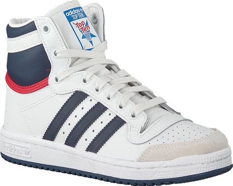 adidas hoge jongens sneaker wit blauwe streep|Kinderschoenen .